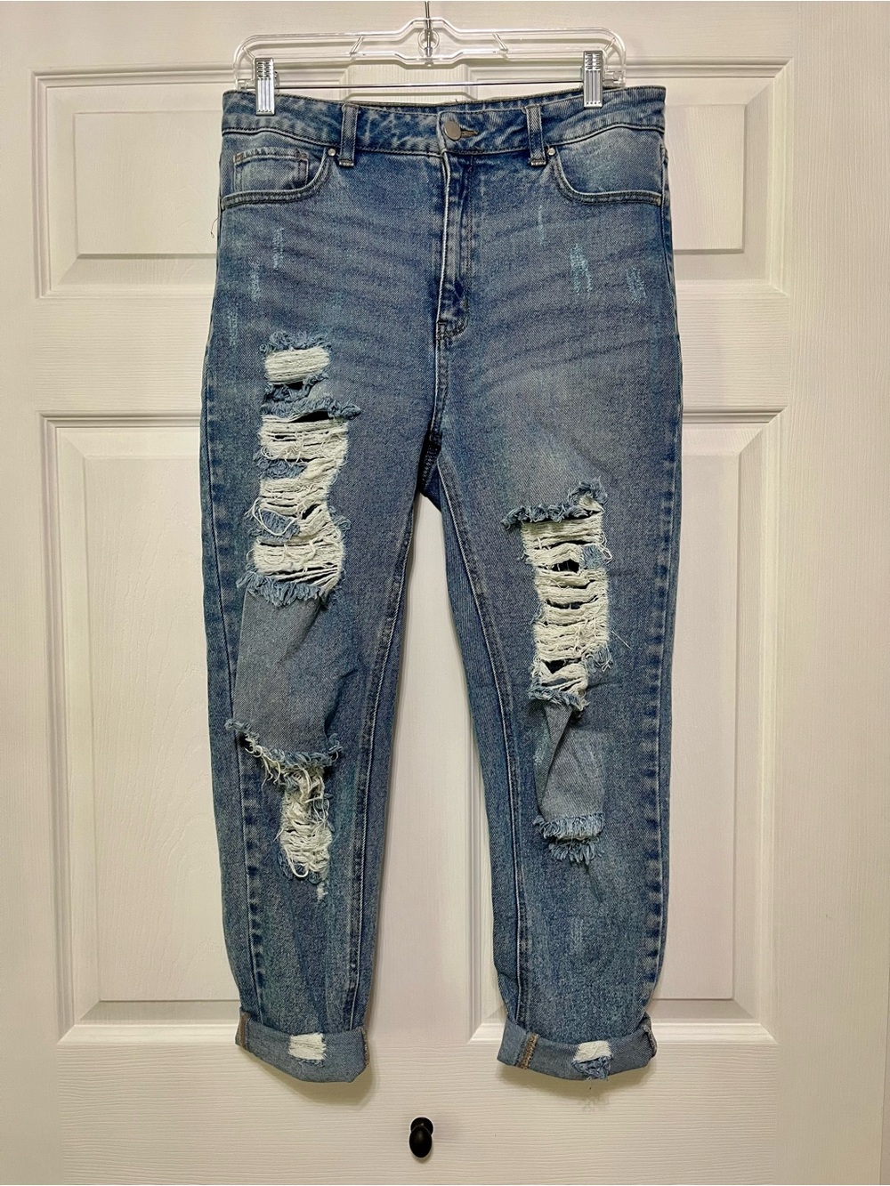 Tinseltown Light Blue High Rise Distressed Boyfriend Jeans Size 11